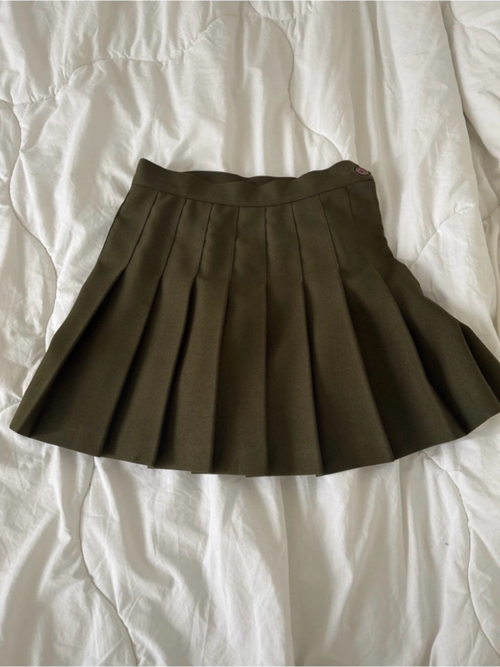 Los Angeles Apparel Olive Green Pleated Mini Skirt